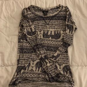 Rue 21 womens elephant shirt, long sleeve
